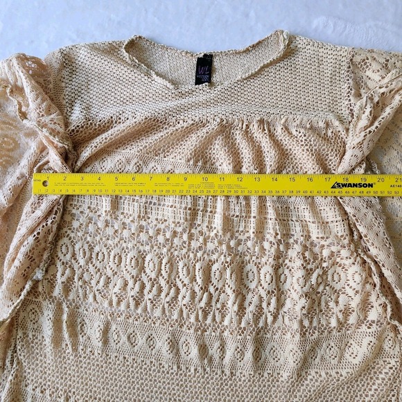 Crochet‎ Tunic Womens Large BOHO Cottage Country Hippy Festival Cotton Ercu - Picture 10 of 13